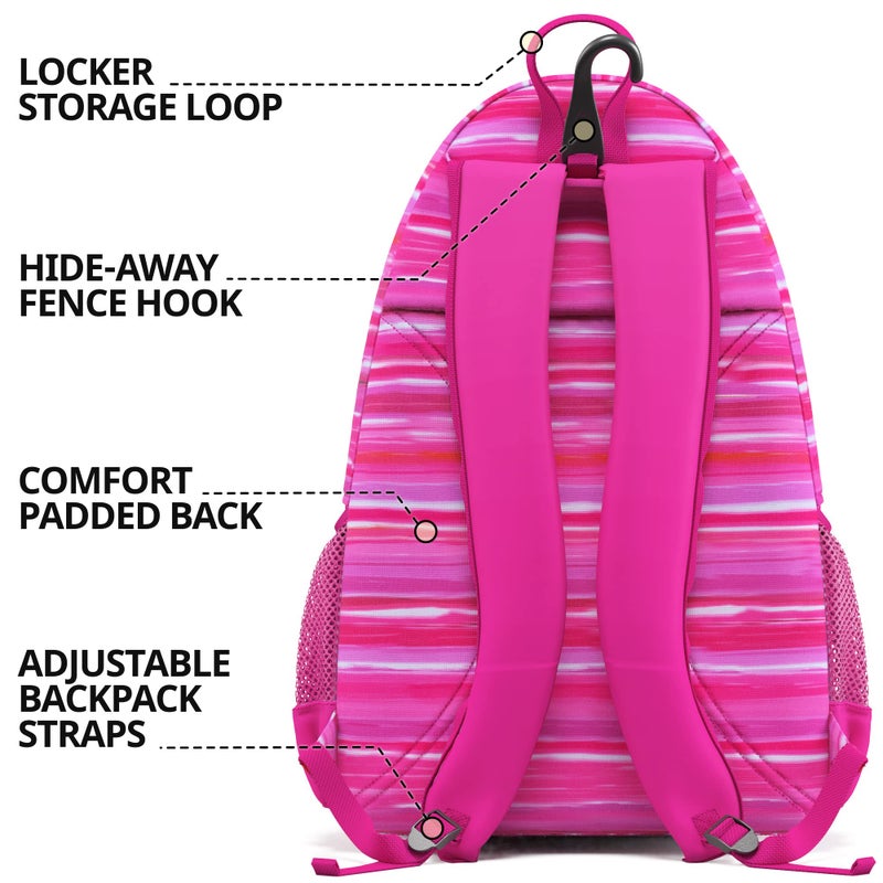 Athletico Compact City Tennis Backpack (Pink) - Image 3